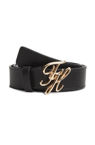 Logo Plaque Buckle Leather Belt