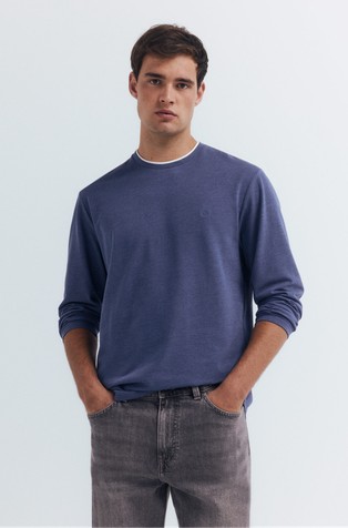 Melirana majica dugih rukava s dvostrukim ovratnikom