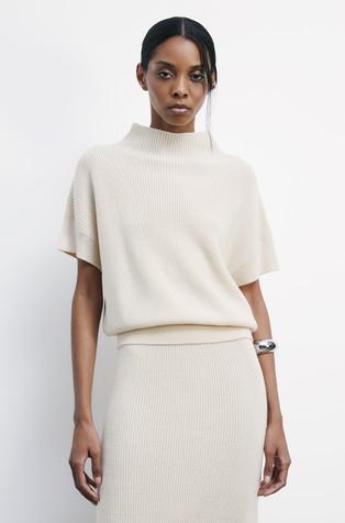 Essential pleten pulover kratkih rukava