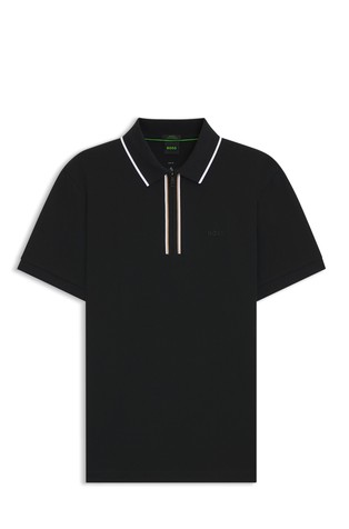 Slim-fit polo shirt with half zip