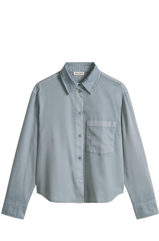 Relaxed cropped blouse in cotton satin