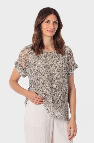 Mrežasta majica s kratkim rukavima i uzorkom