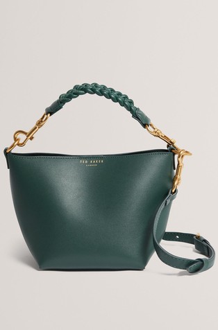 Manja kožna torbica s prepletenom ručkom