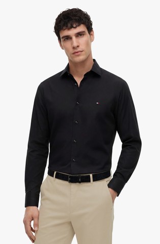 Regular fit stretch cotton shirt