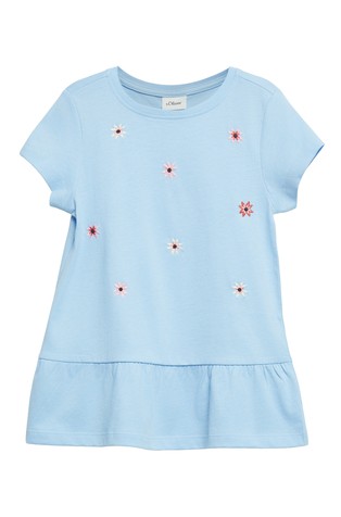 T-shirt with embroidery and flounce