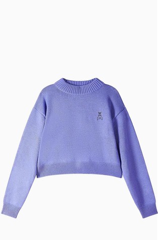 Cropped wool-blend sweater