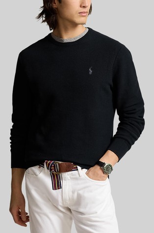 Textured Cotton Crewneck Sweater