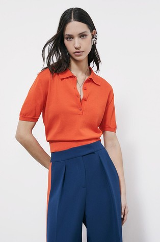 Light knit polo shirt with Fly detail on the back