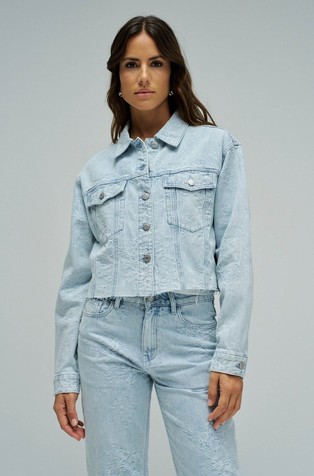 Denim jakna sa žakard uzorkom