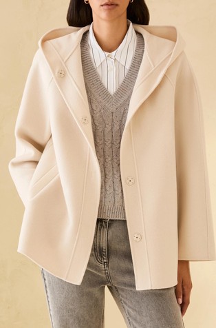 Jakna od mješavine vune s kapuljačom