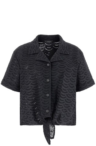 Eyelets shirt with bow detail