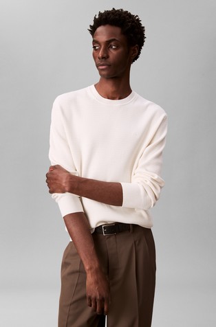 Teksturirano pleten pamučni pulover