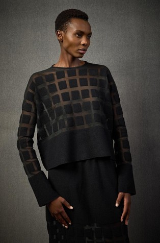 Ashton pleten pulover s prozirnim uzorkom