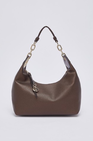 Faux-leather hobo shoulder bag