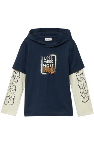 Majica s kapuljačom i dvoslojnim dugim rukavima