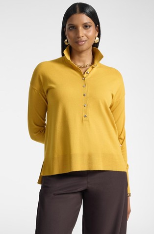 Knit polo with Buttons in Viscose blend