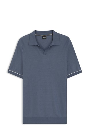 Cotton-blend knit short-sleeved polo