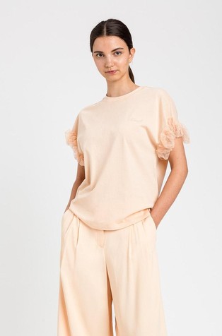 Pamučna majica s volanima od tila