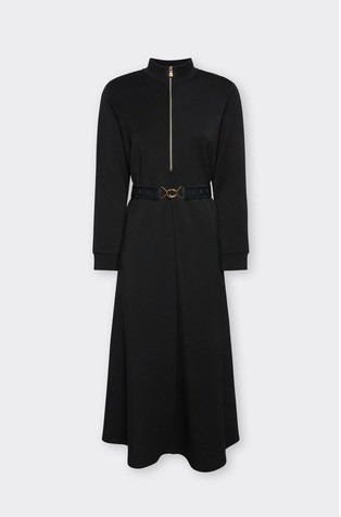 Light Scuba Midi Dress with Belt