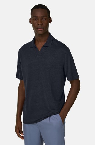 Polo majica kratkih rukava od rastezljivog lanenog jerseya