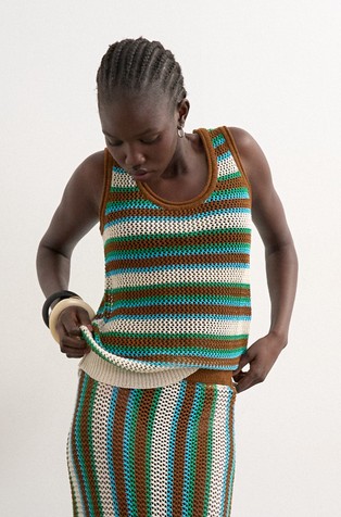 TSGURU pletena prugasta majica bez rukava