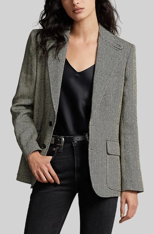 Herringbone Linen-Blend Blazer