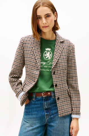 Regular fit vuneni sako s pepita uzorkom