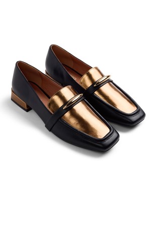 Color-block faux-leather loafers