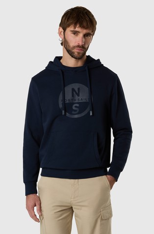 Cotton hoodie with logo print