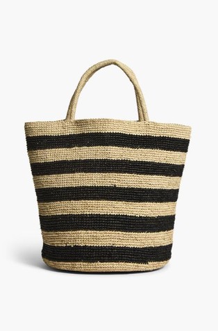 Striped raffia tote bag