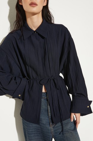 Crinkled envers-satin shacket