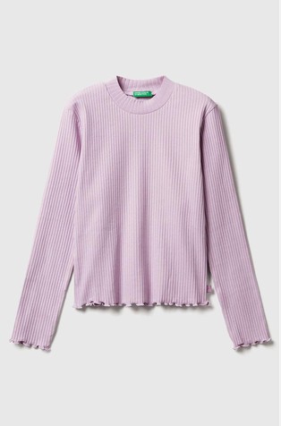 Slim fit rebrasta pamučna majica dugih rukava