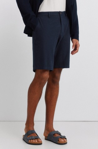 Dobby cotton and linen comfort fit Bermuda shorts