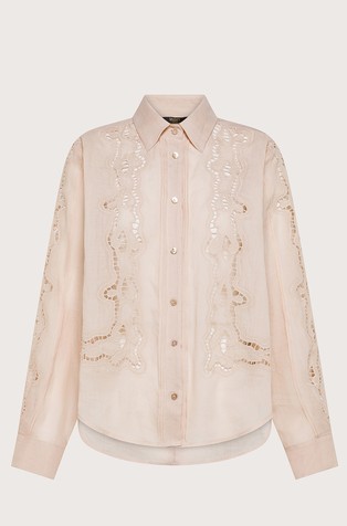 Košulja od ramije s perforiranim vezom