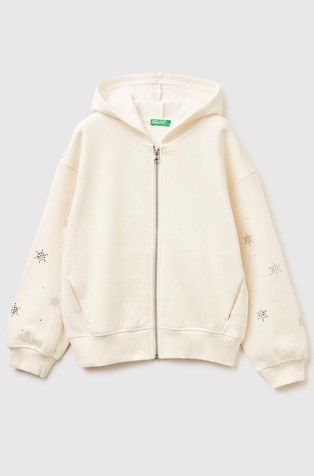 Pulover s kapuljačom i ukrasnim kamenčićima