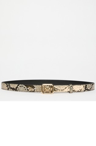 Leather belt with snake print