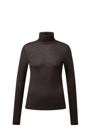 Slim-fit long-sleeved top in lyocell and wool blend