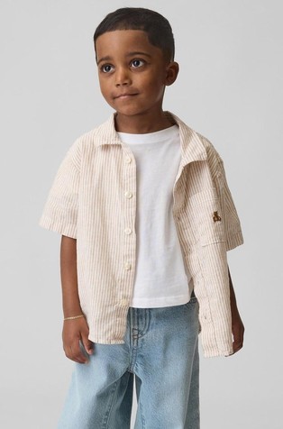 Košulja od mješavine lana s kratkim rukavima za djecu dječake