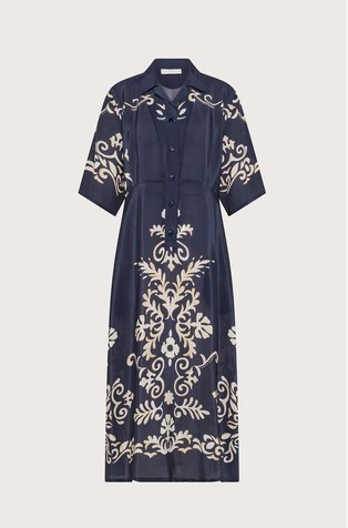 Viskozna košulja-haljina s kontrastnim printom