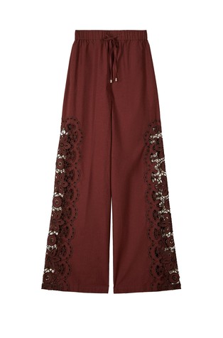 Široke hlače s rupičastim vezom