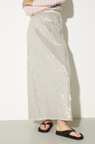 Sequinned tulle long skirt