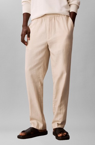 Linen Blend Drawstring Trousers