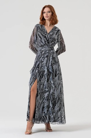 Duga haljina od žoržeta s uzorkom