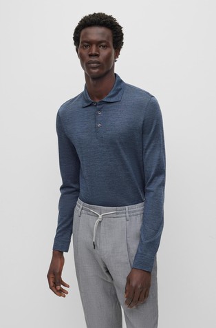 Regular fit polo majica od mješavine svile i vune