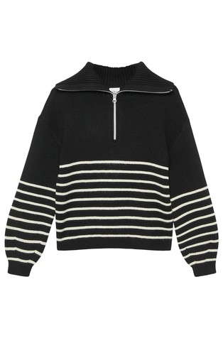 Pleten pulover s visokim ovratnikom i djelomičnim patentnim zatvaračem