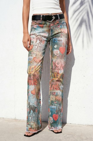 Printed Flare Jeans