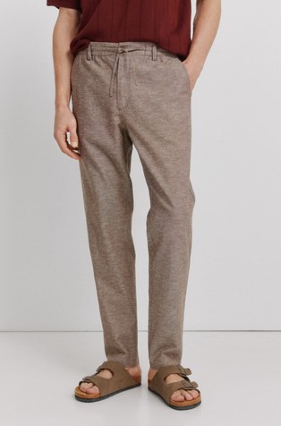 Cotton and linen comfort fit chinos