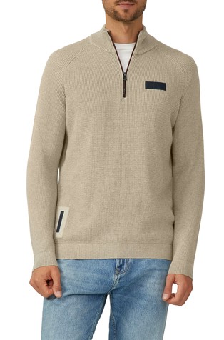 Teksturirano pleten pulover s djelomičnim patentnim zatvaračem