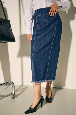 Max&Co. x Sami Miró frayed denim skirt