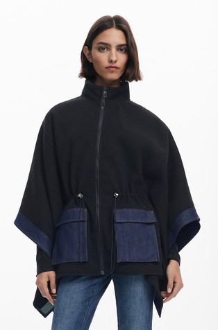 Pončo od kombinacije tkanina